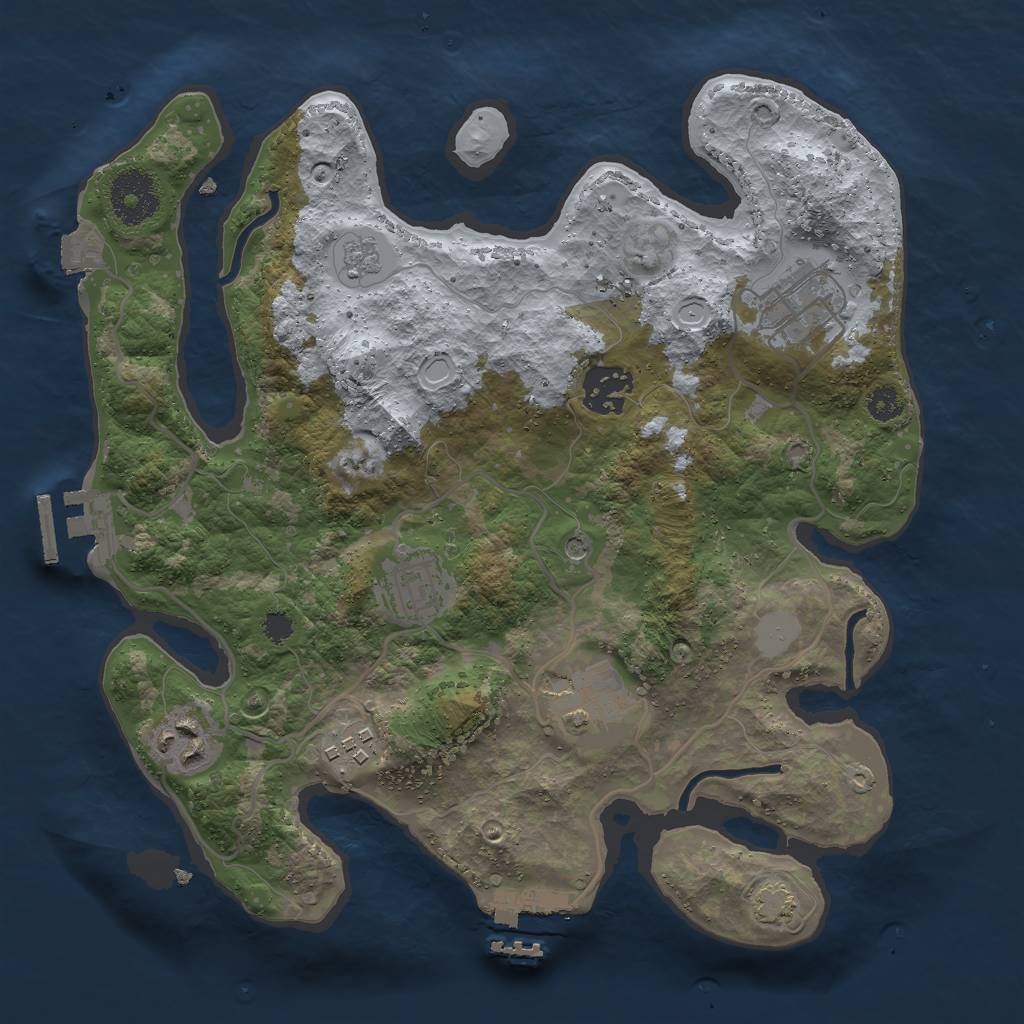 Rust Map: Procedural Map, Size: 3000, Seed: 950861040, 14 Monuments