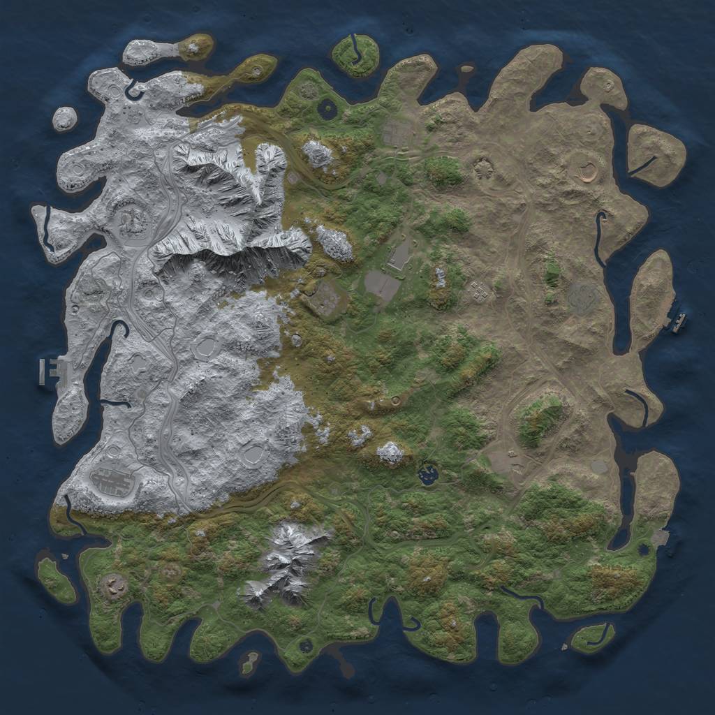 Rust Map: Procedural Map, Size: 5500, Seed: 245573957, 19 Monuments