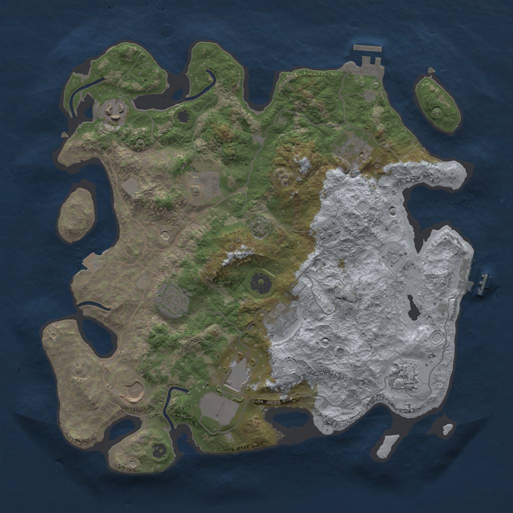 Rust Map: Procedural Map, Size: 3650, Seed: 65627138, 17 Monuments