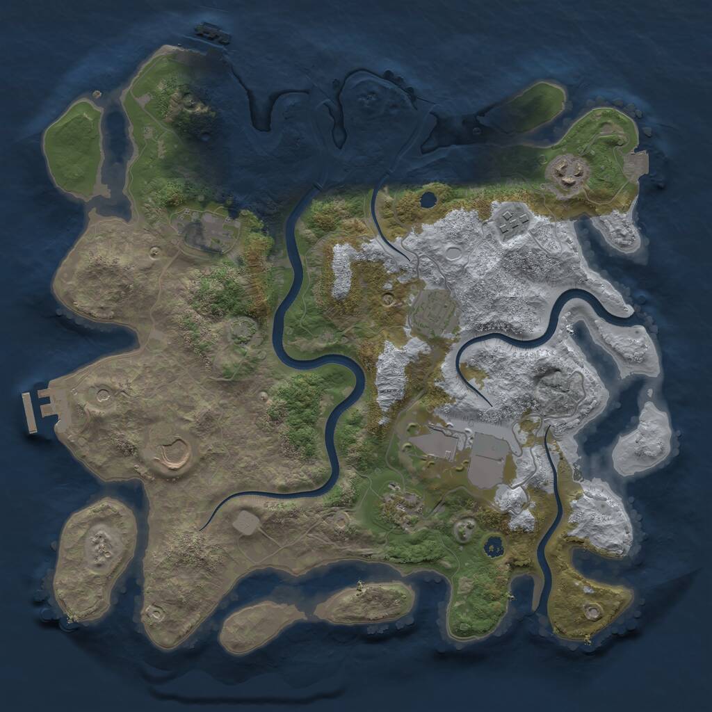 Rust Map: Procedural Map, Size: 3500, Seed: 631654469, 12 Monuments
