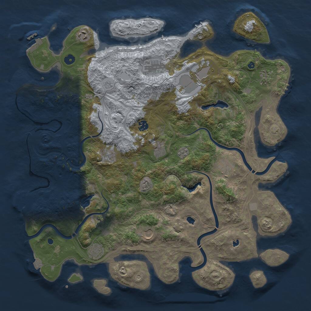 Rust Map: Procedural Map, Size: 4500, Seed: 309813813, 17 Monuments