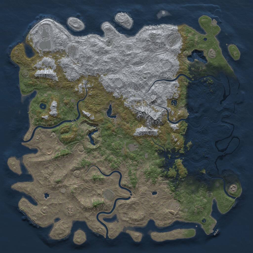 Rust Map: Procedural Map, Size: 6000, Seed: 162455675, 17 Monuments
