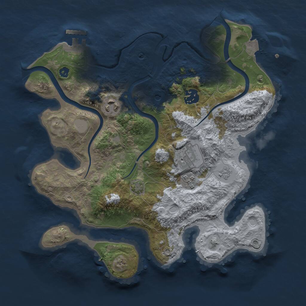 Rust Map: Procedural Map, Size: 3000, Seed: 1880974720, 9 Monuments