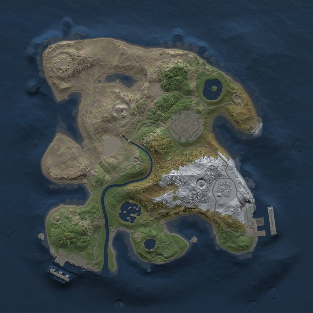 Rust Map: Procedural Map, Size: 2250, Seed: 1888064430, 7 Monuments