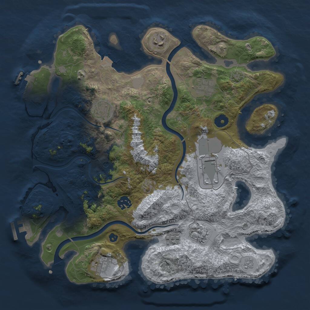 Rust Map: Procedural Map, Size: 3500, Seed: 923845923, 14 Monuments