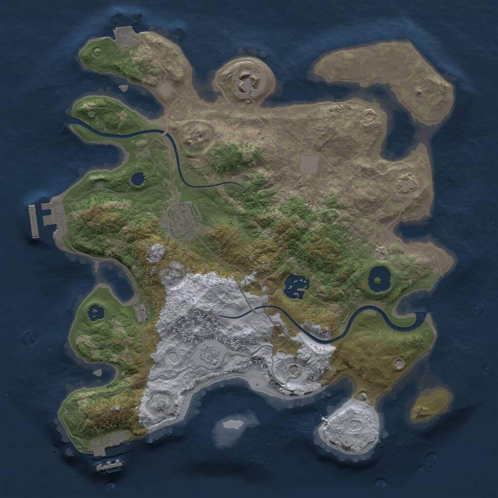 Rust Map: Procedural Map, Size: 3000, Seed: 153463713, 9 Monuments