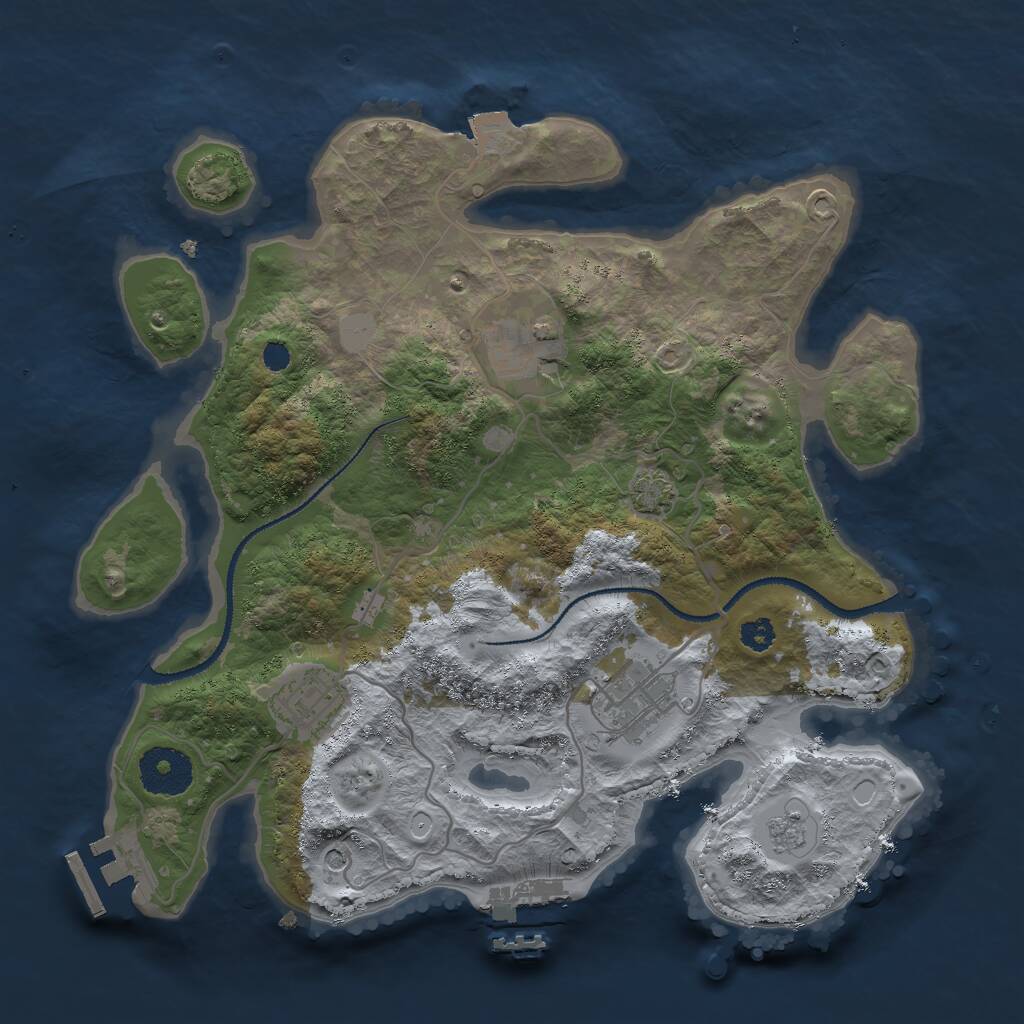 Rust Map: Procedural Map, Size: 3000, Seed: 1652602878, 9 Monuments