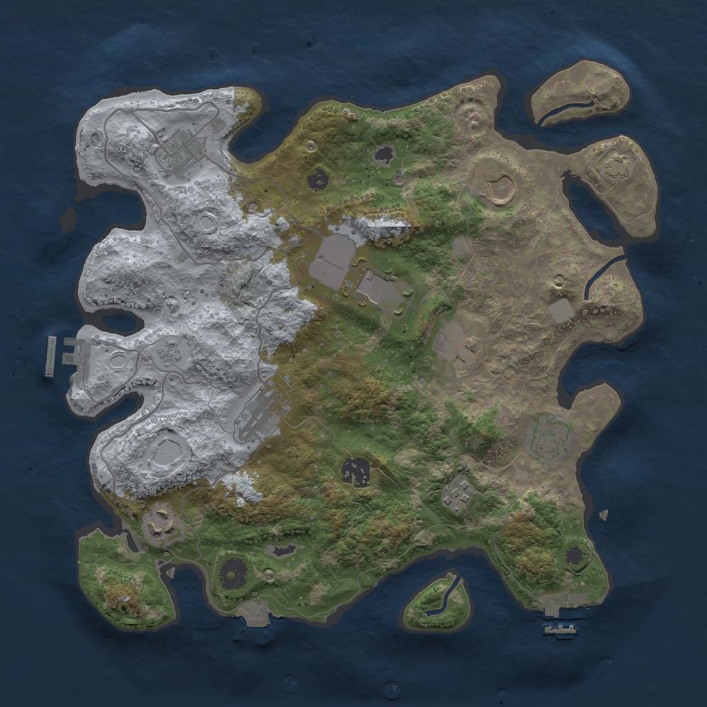 Rust Map: Procedural Map, Size: 3500, Seed: 555745204, 16 Monuments