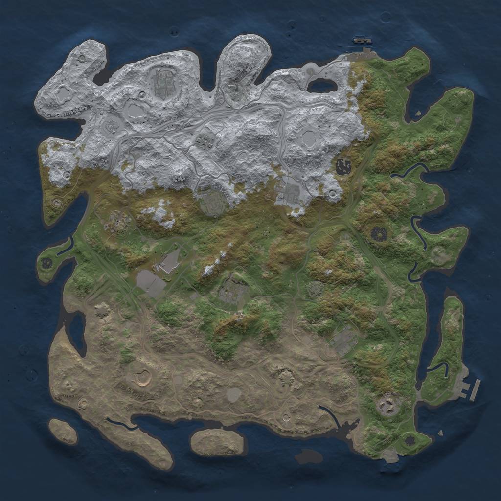 Rust Map: Procedural Map, Size: 4500, Seed: 878104145, 19 Monuments