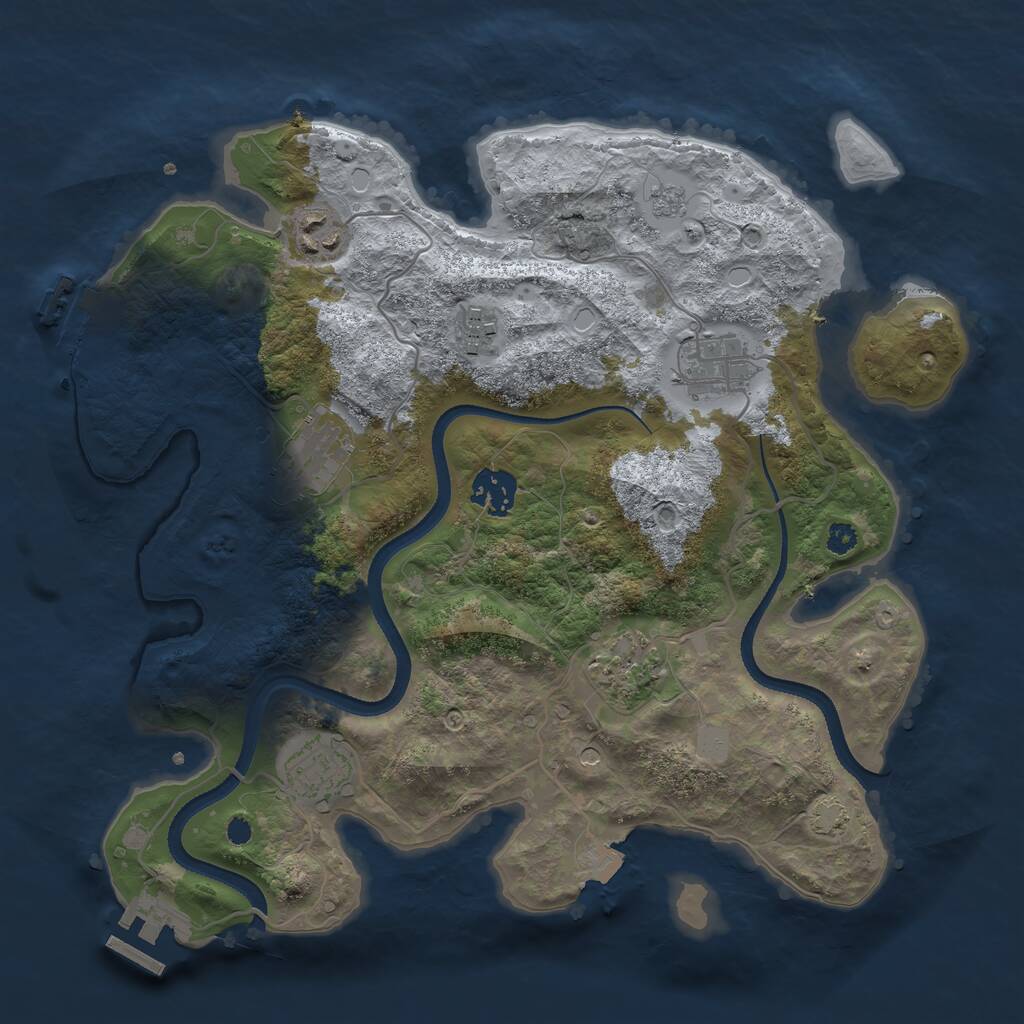 Rust Map: Procedural Map, Size: 3300, Seed: 865164508, 13 Monuments