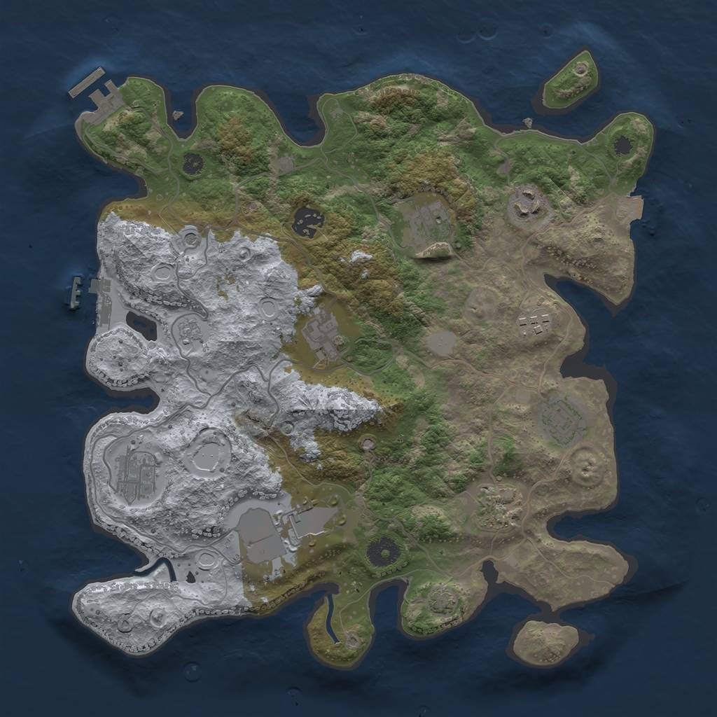 Rust Map: Procedural Map, Size: 3500, Seed: 1603382146, 17 Monuments