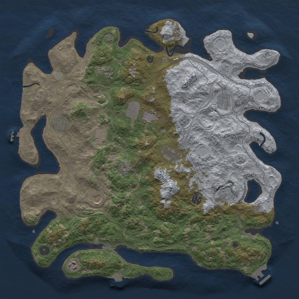 Rust Map: Procedural Map, Size: 4500, Seed: 7292024, 19 Monuments