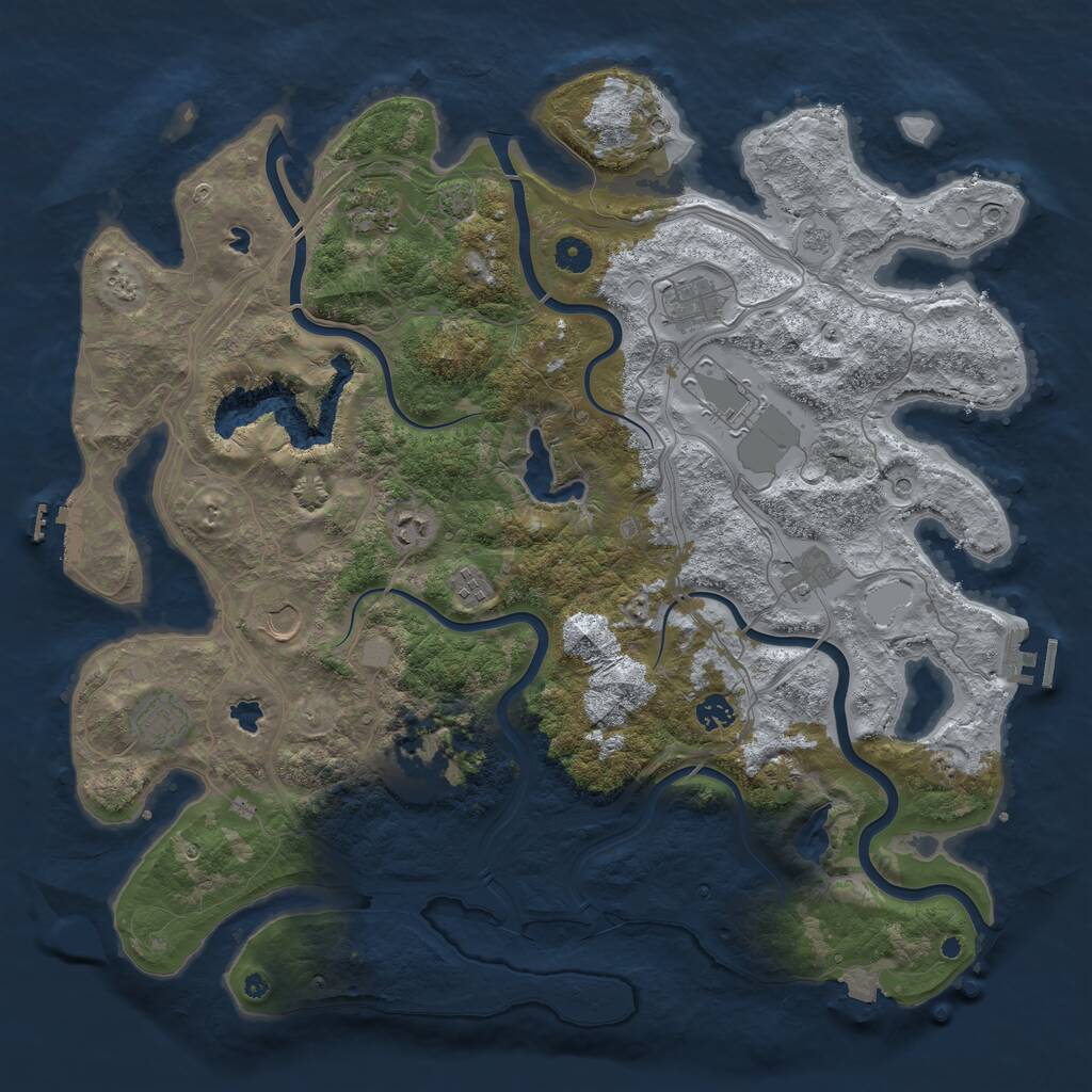 Rust Map: Procedural Map, Size: 4500, Seed: 7292024, 16 Monuments