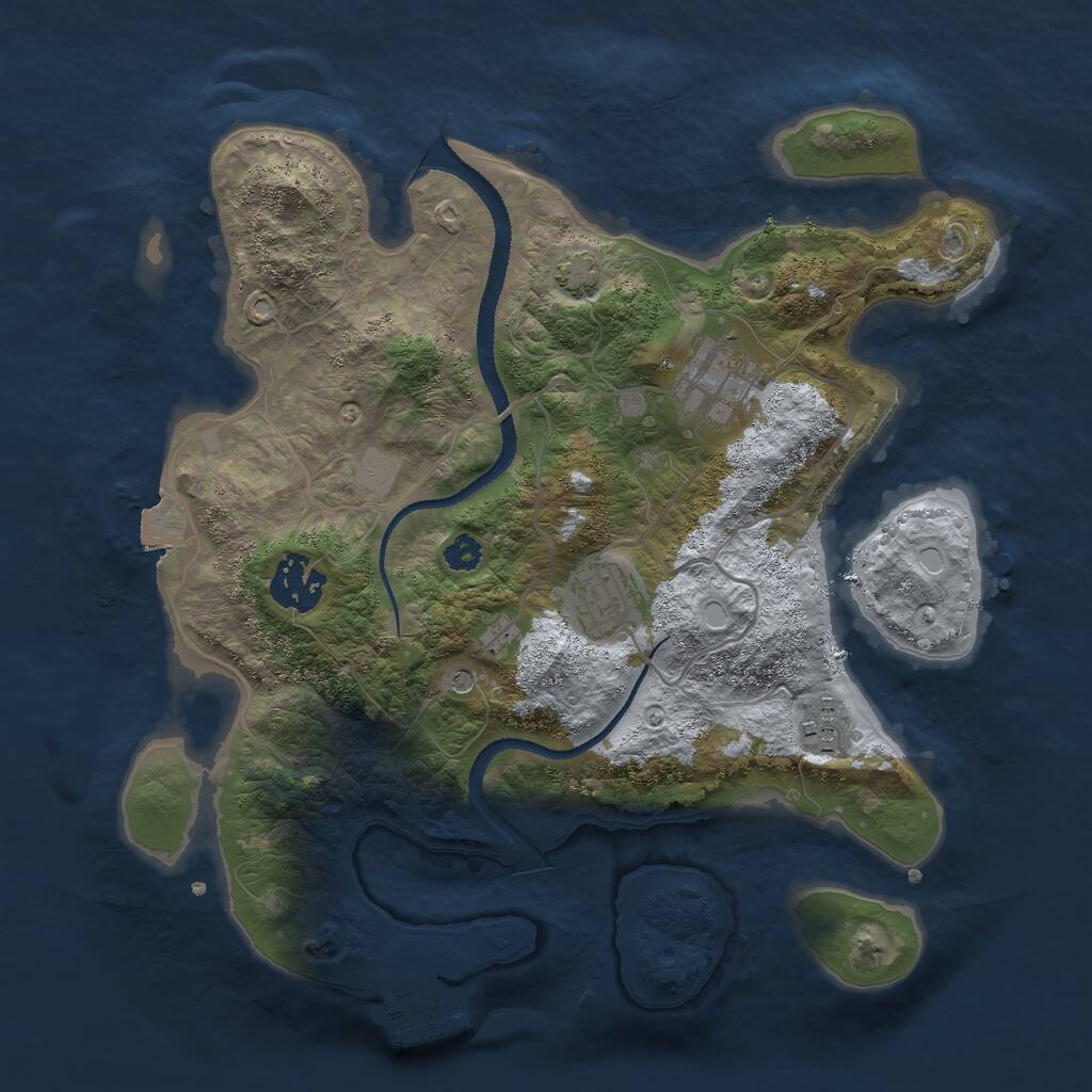 Rust Map: Procedural Map, Size: 3000, Seed: 1105793493, 8 Monuments