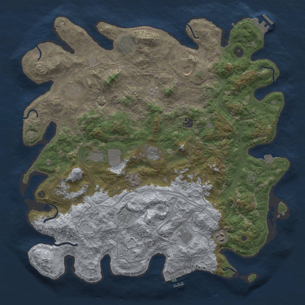 Rust Map: Procedural Map, Size: 4500, Seed: 1258111169, 19 Monuments