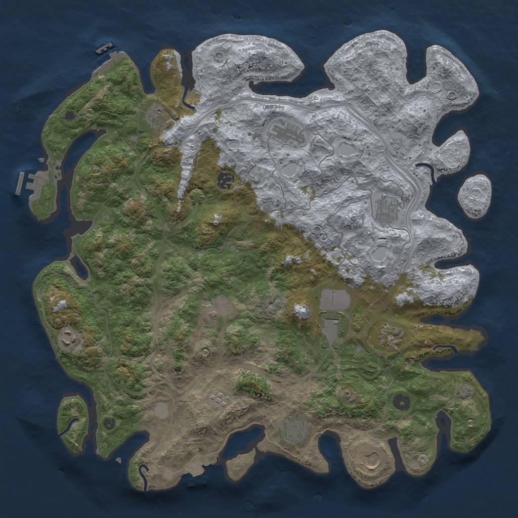 Rust Map: Procedural Map, Size: 4500, Seed: 338406958, 19 Monuments