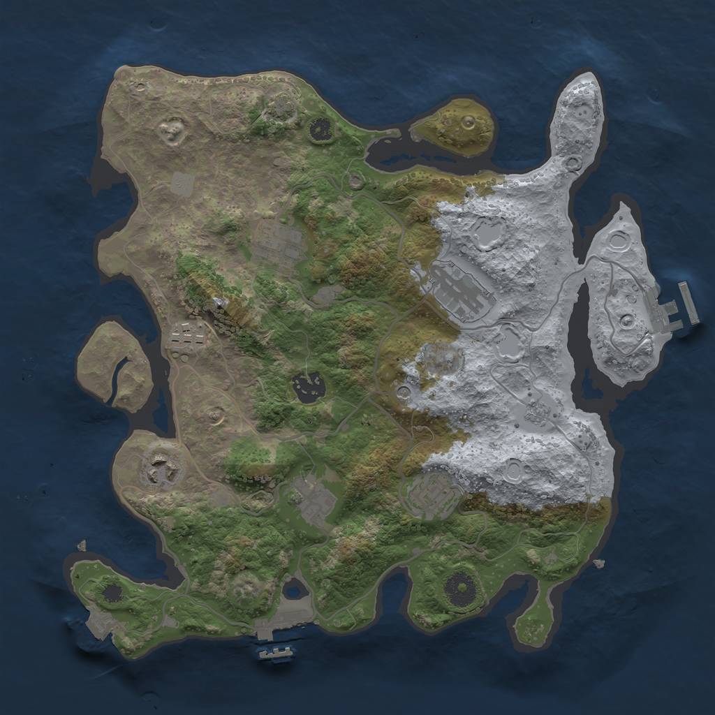 Rust Map: Procedural Map, Size: 3300, Seed: 827982740, 15 Monuments