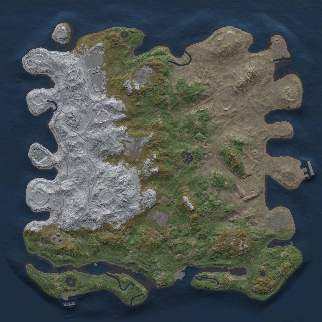 Rust Map: Procedural Map, Size: 4500, Seed: 1118643296, 19 Monuments