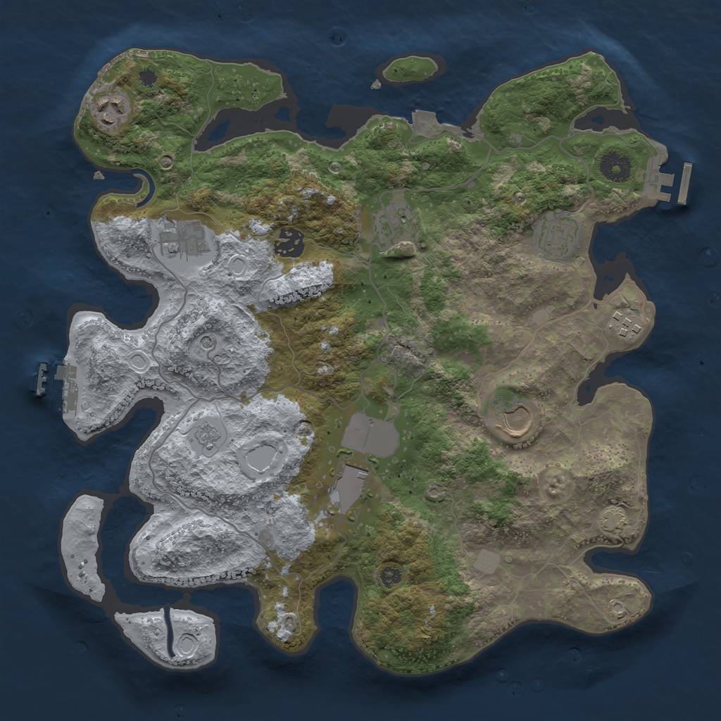 Rust Map: Procedural Map, Size: 3500, Seed: 2018795643, 16 Monuments