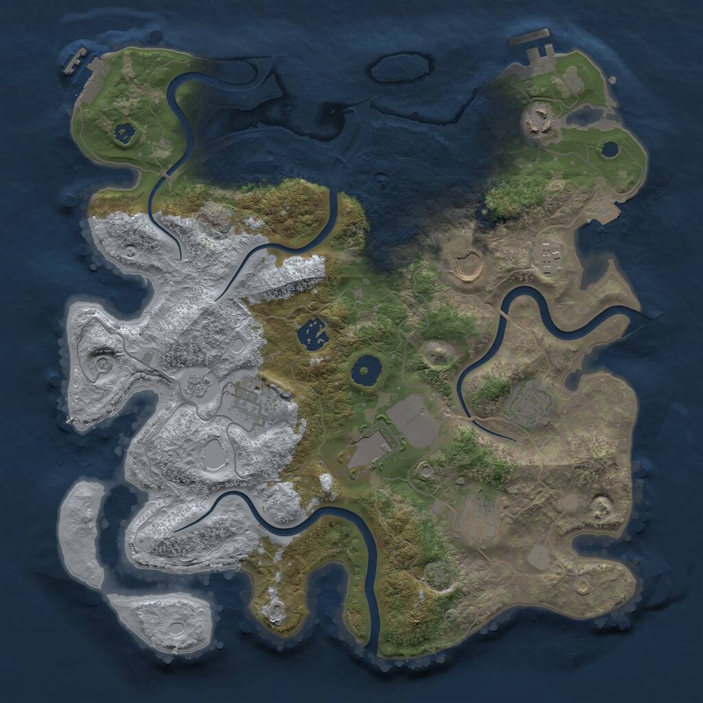 Rust Map: Procedural Map, Size: 3500, Seed: 2018795643, 14 Monuments