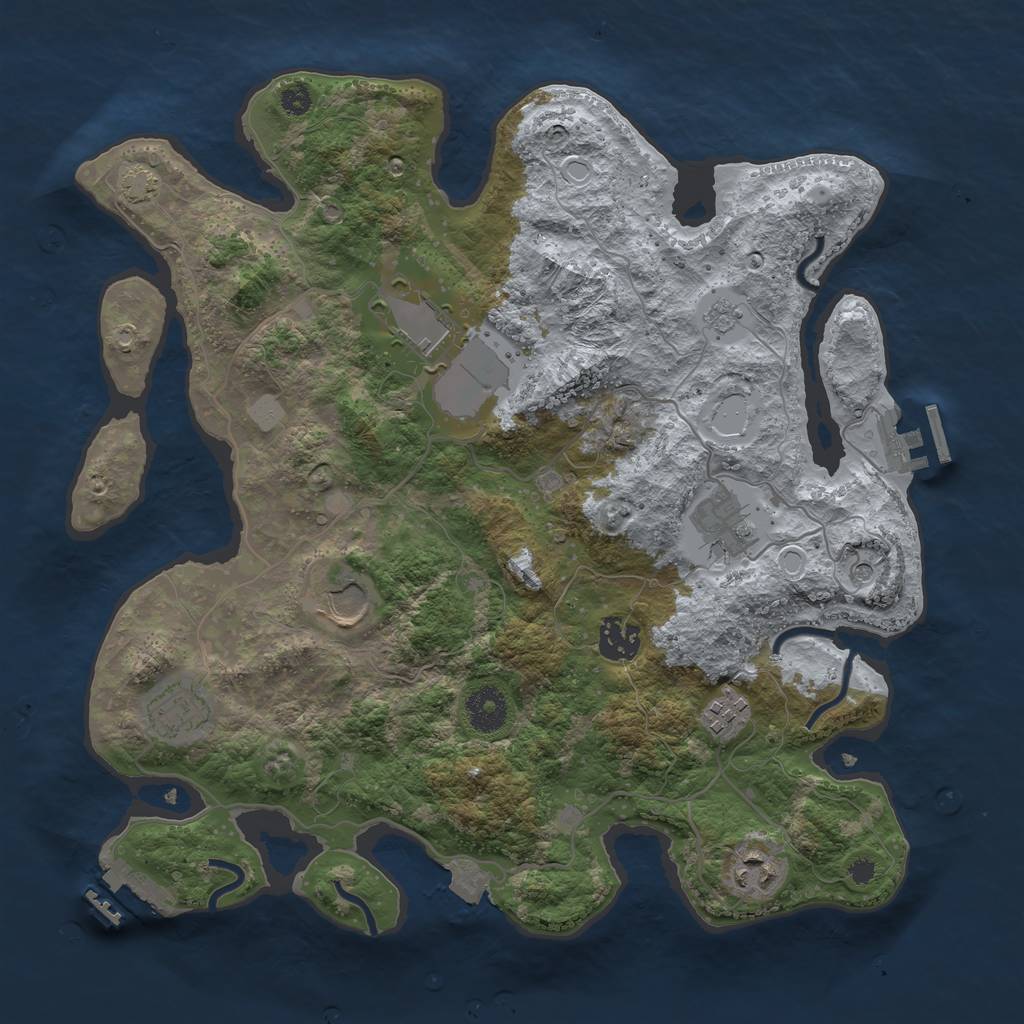 Rust Map: Procedural Map, Size: 3500, Seed: 1662457780, 15 Monuments