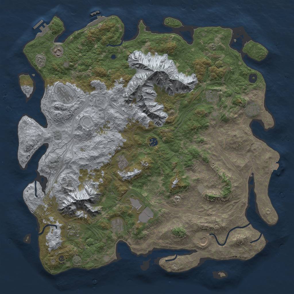 Rust Map: Procedural Map, Size: 5000, Seed: 1052322907, 19 Monuments