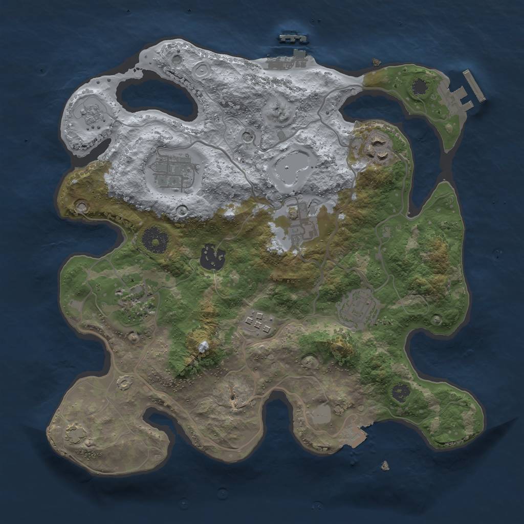 Rust Map: Procedural Map, Size: 3000, Seed: 222481998, 15 Monuments