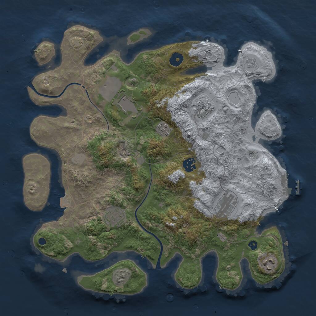 Rust Map: Procedural Map, Size: 3500, Seed: 442850114, 12 Monuments