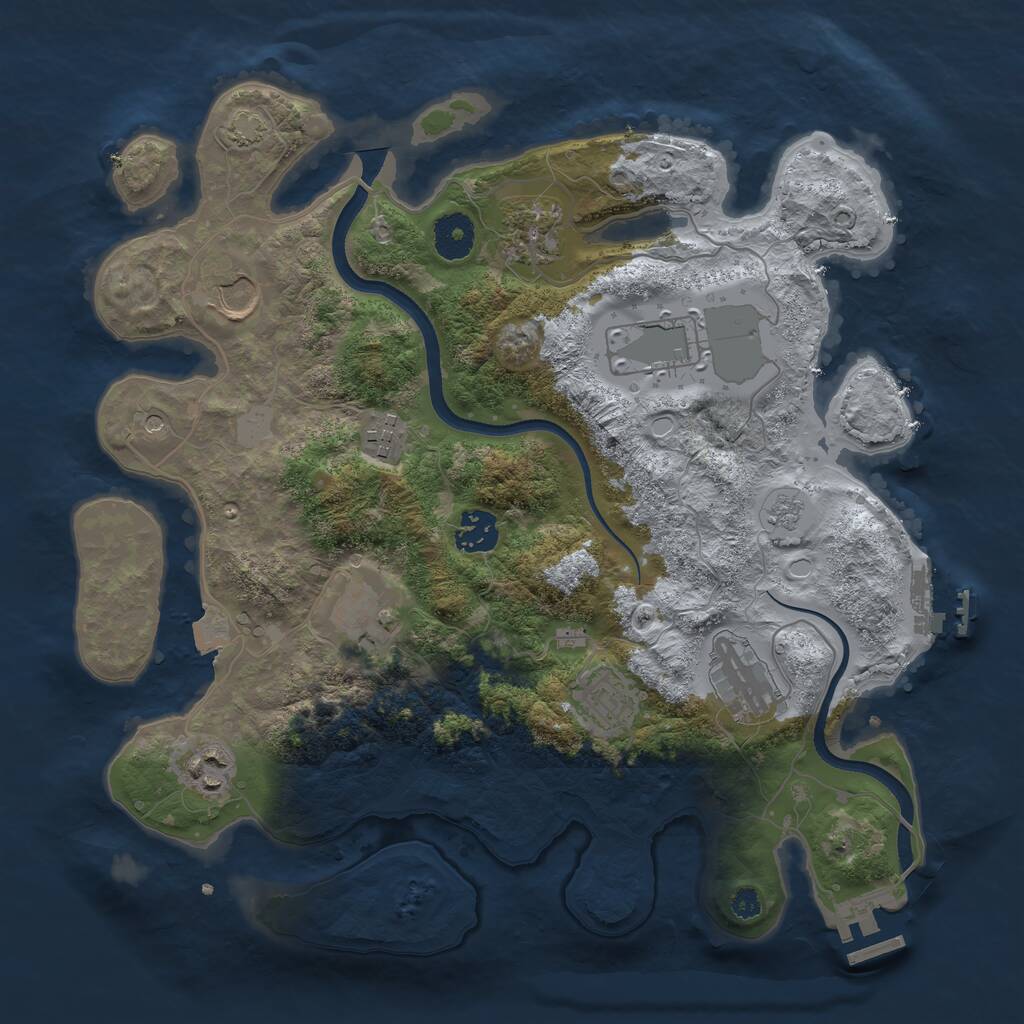 Rust Map: Procedural Map, Size: 3500, Seed: 442850114, 15 Monuments