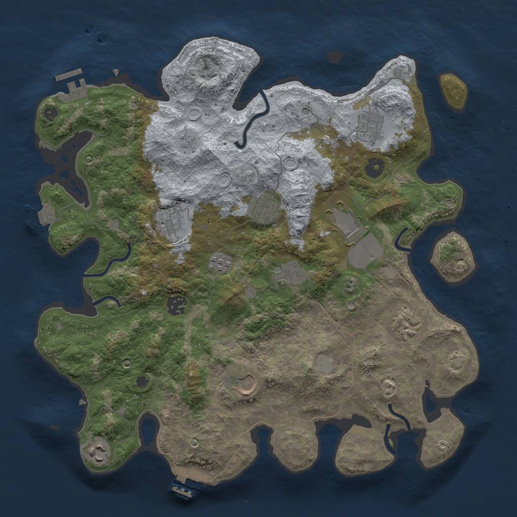 Rust Map: Procedural Map, Size: 3850, Seed: 1346590289, 18 Monuments