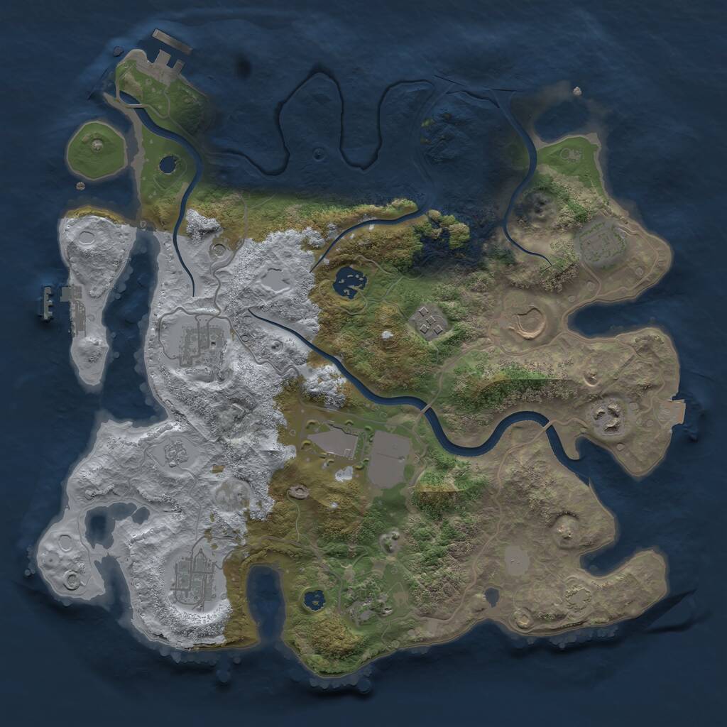 Rust Map: Procedural Map, Size: 3500, Seed: 704459891, 15 Monuments