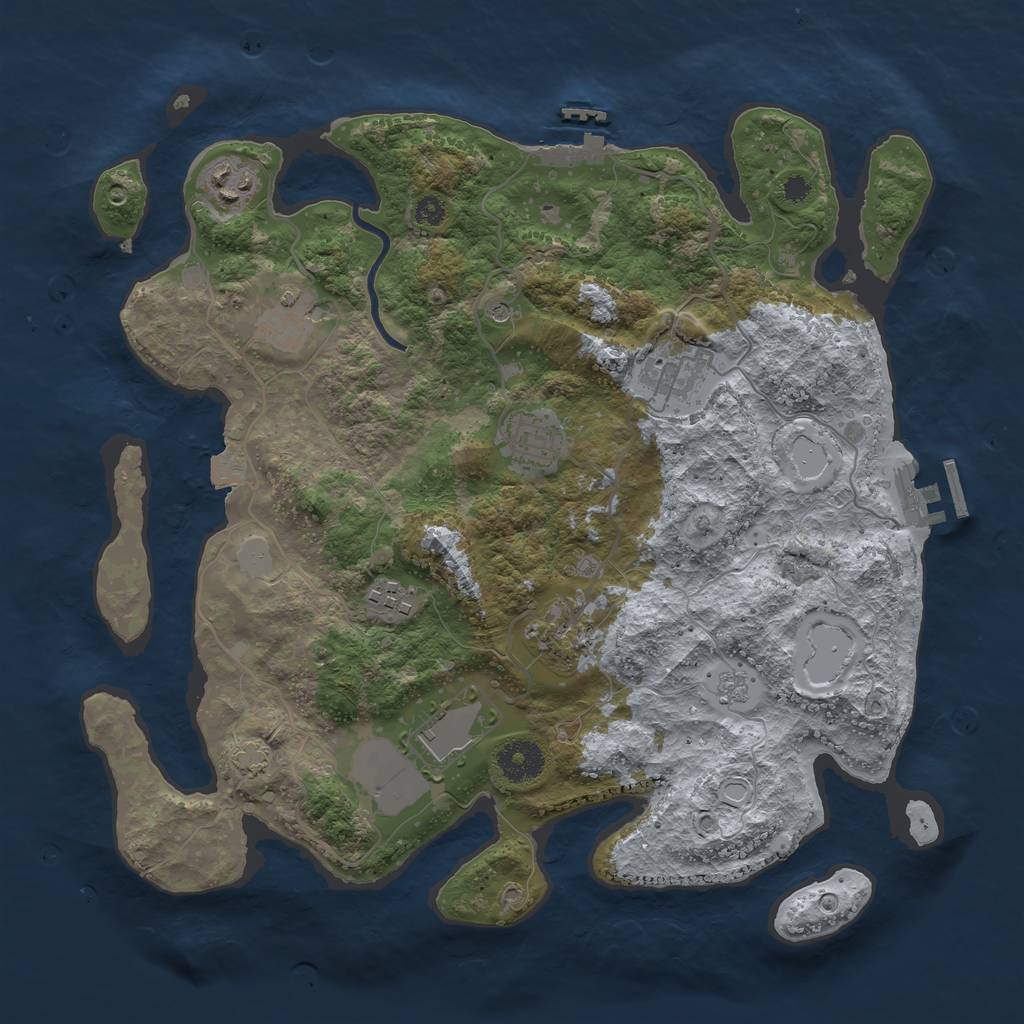 Rust Map: Procedural Map, Size: 3500, Seed: 85274163, 15 Monuments