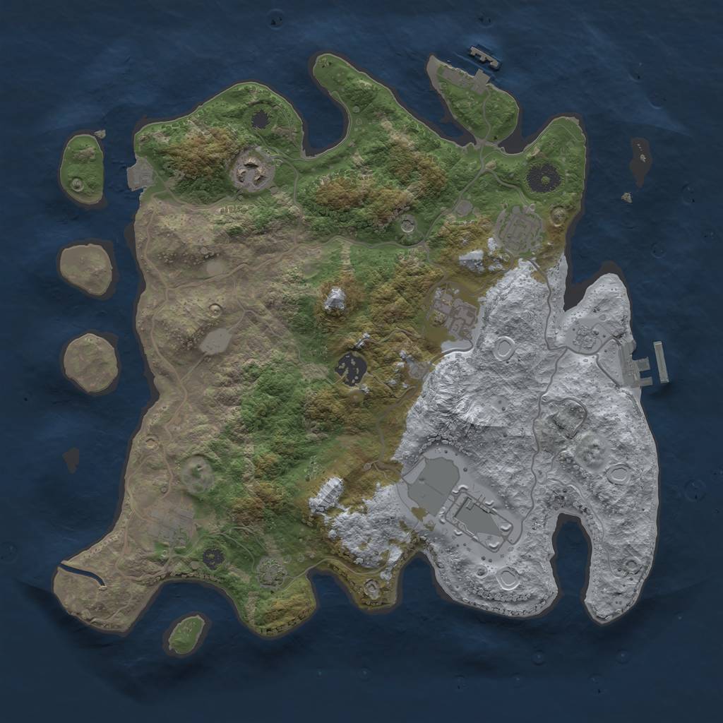 Rust Map: Procedural Map, Size: 3500, Seed: 1176631204, 14 Monuments