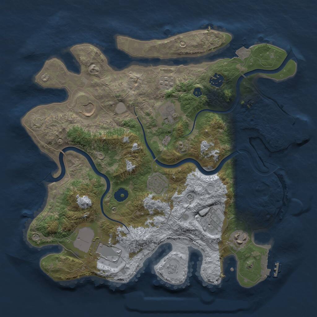 Rust Map: Procedural Map, Size: 3500, Seed: 393138099, 14 Monuments