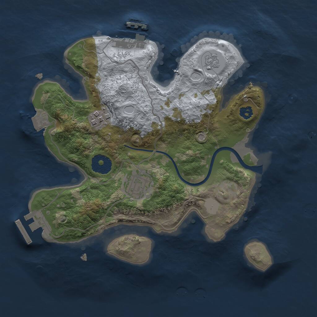 Rust Map: Procedural Map, Size: 2400, Seed: 363, 6 Monuments