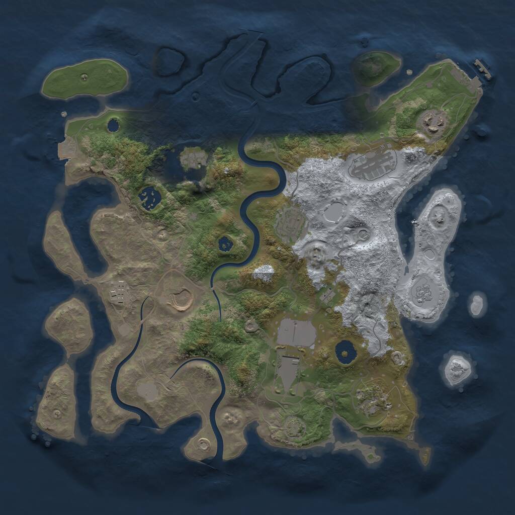 Rust Map: Procedural Map, Size: 3500, Seed: 904593927, 14 Monuments