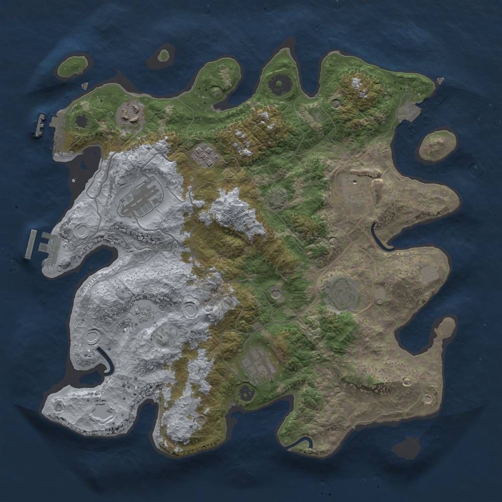 Rust Map: Procedural Map, Size: 3400, Seed: 35544984, 14 Monuments