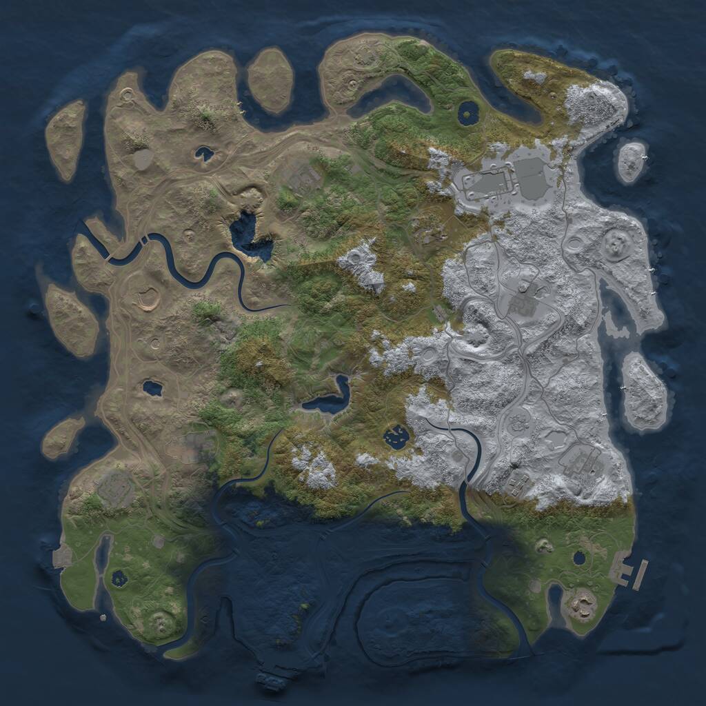 Rust Map: Procedural Map, Size: 4500, Seed: 208863098, 17 Monuments
