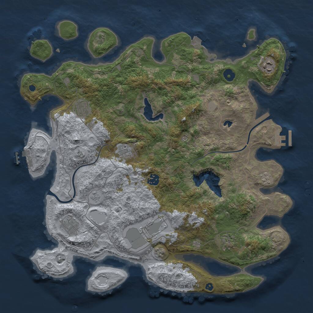 Rust Map: Procedural Map, Size: 4000, Seed: 1499634793, 14 Monuments