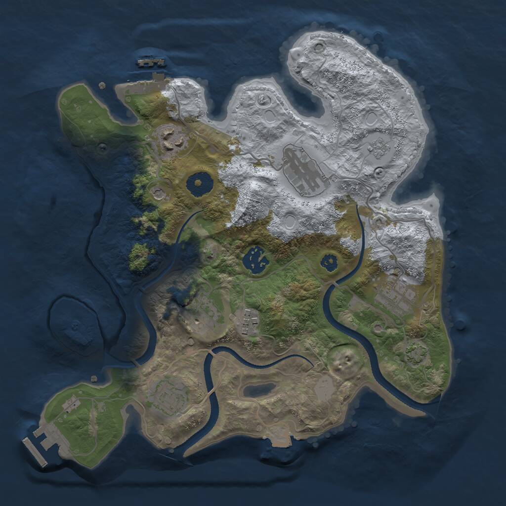 Rust Map: Procedural Map, Size: 3000, Seed: 1186245342, 13 Monuments