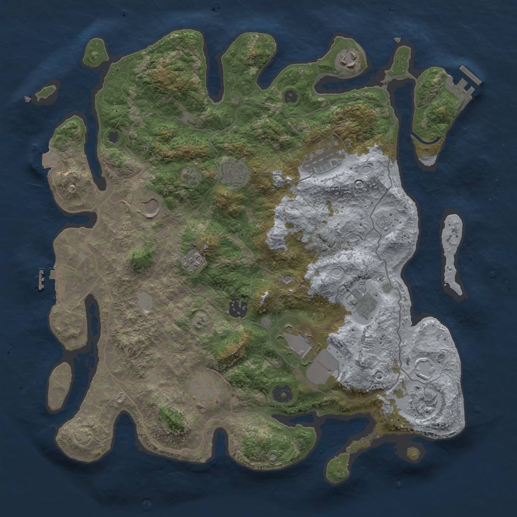 Rust Map: Procedural Map, Size: 4000, Seed: 832678043, 18 Monuments