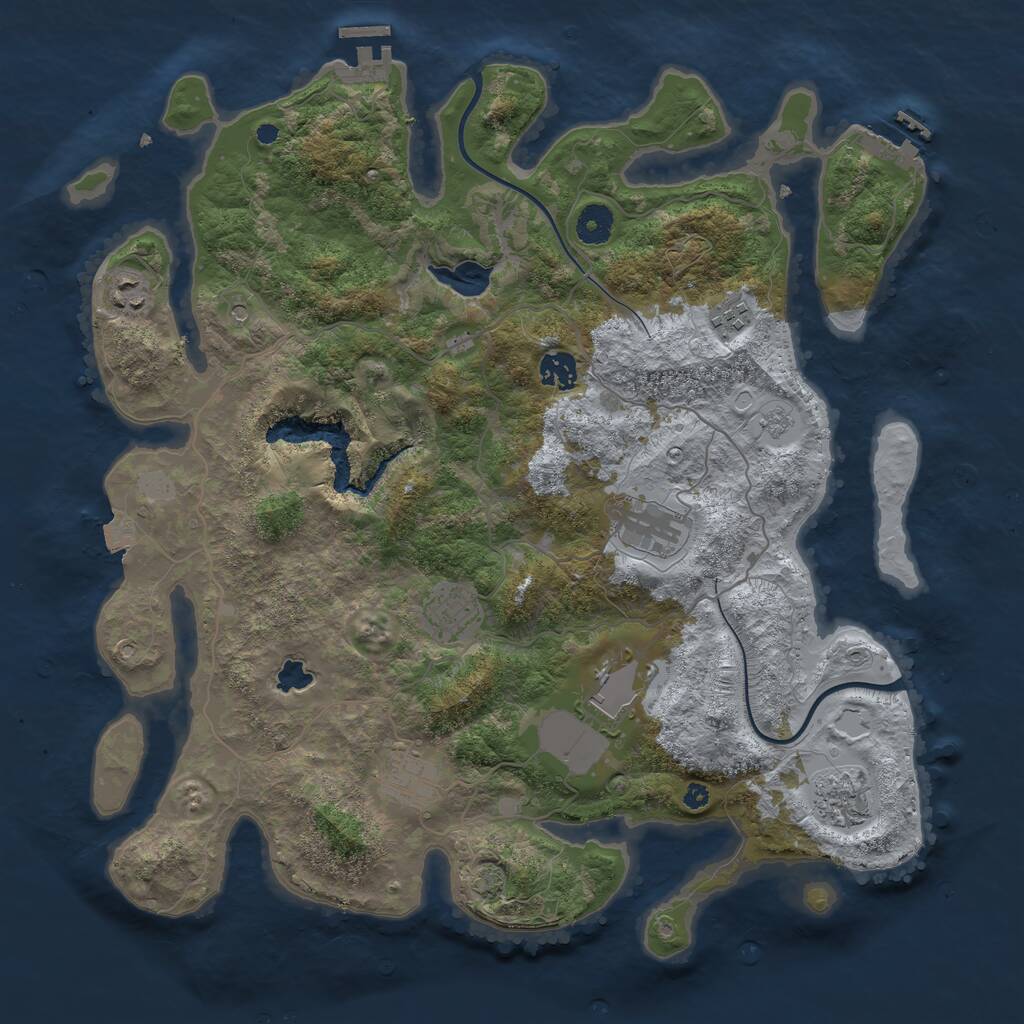 Rust Map: Procedural Map, Size: 4000, Seed: 832678043, 14 Monuments