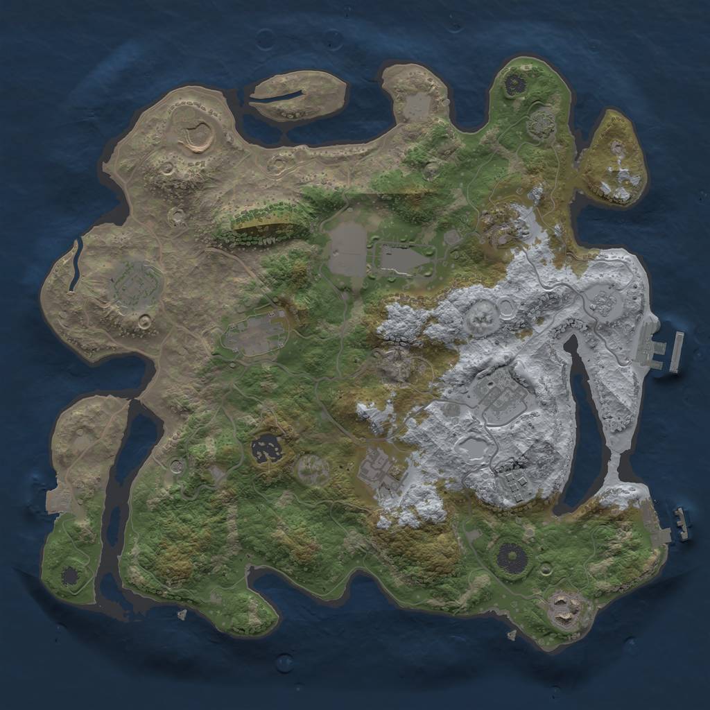 Rust Map: Procedural Map, Size: 3500, Seed: 1779916431, 18 Monuments