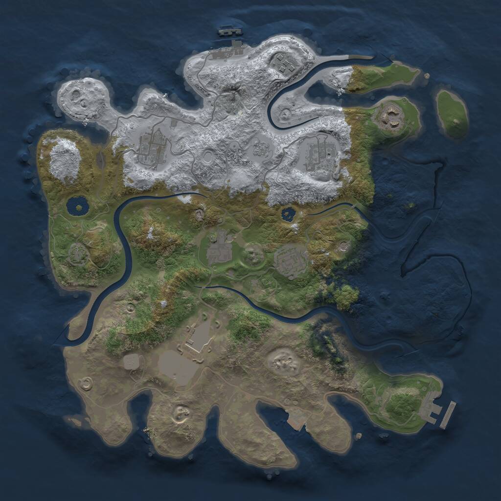 Rust Map: Procedural Map, Size: 3500, Seed: 66899420, 13 Monuments