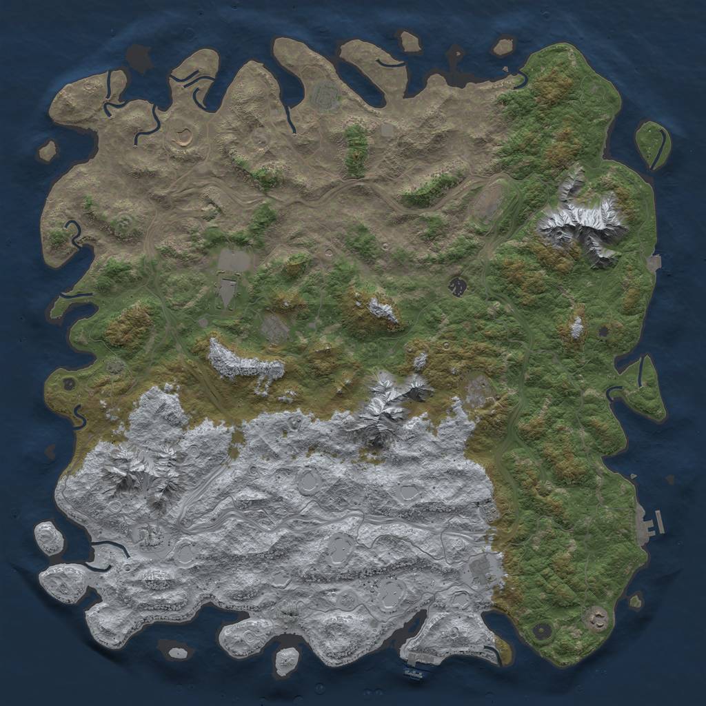 Rust Map: Procedural Map, Size: 6000, Seed: 500342393, 19 Monuments