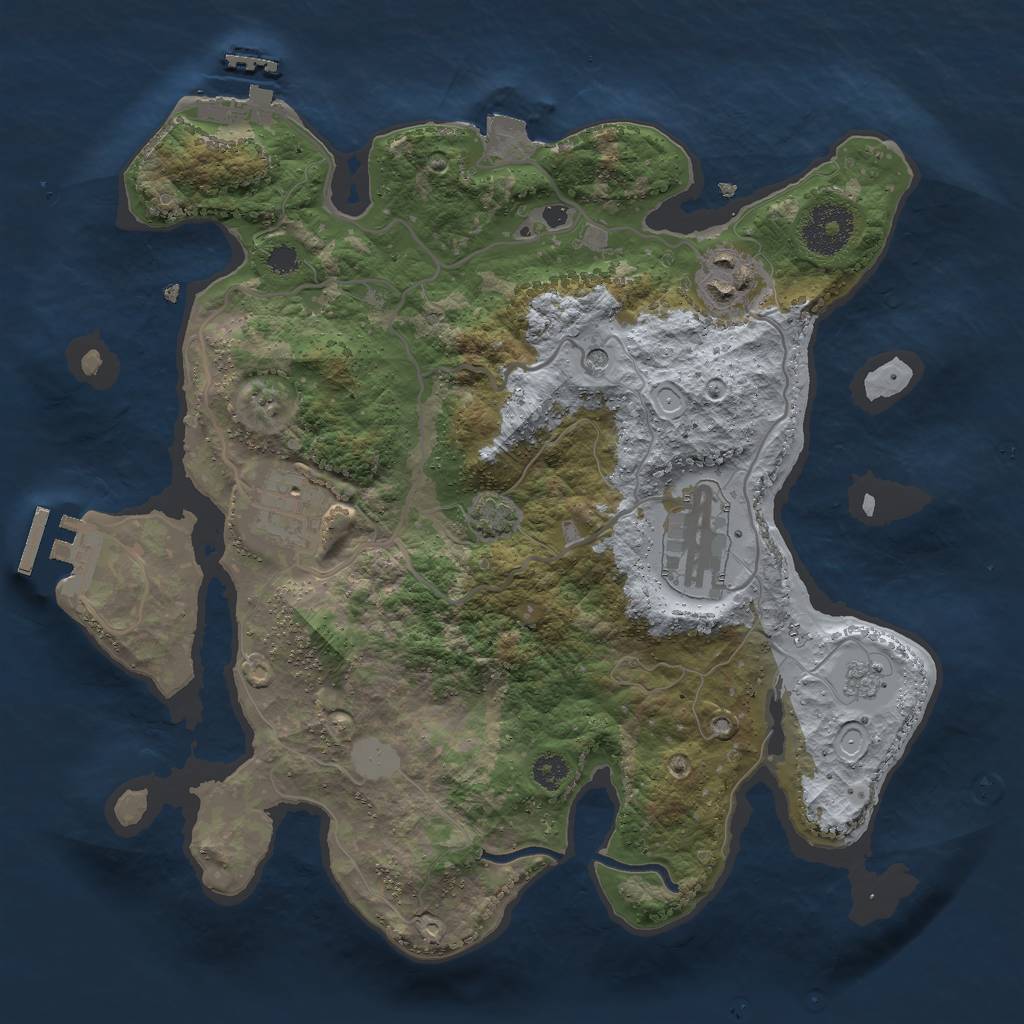 Rust Map: Procedural Map, Size: 3000, Seed: 7020, 11 Monuments