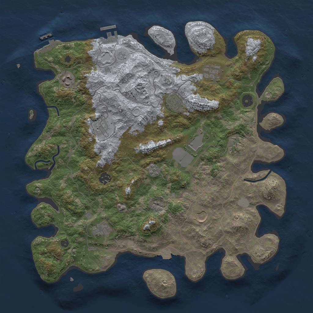 Rust Map: Procedural Map, Size: 4000, Seed: 120273945, 18 Monuments