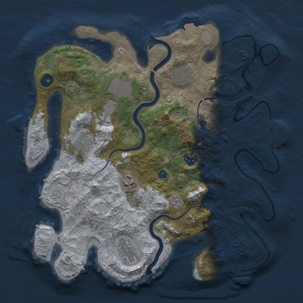 Rust Map: Procedural Map, Size: 3500, Seed: 51000, 13 Monuments