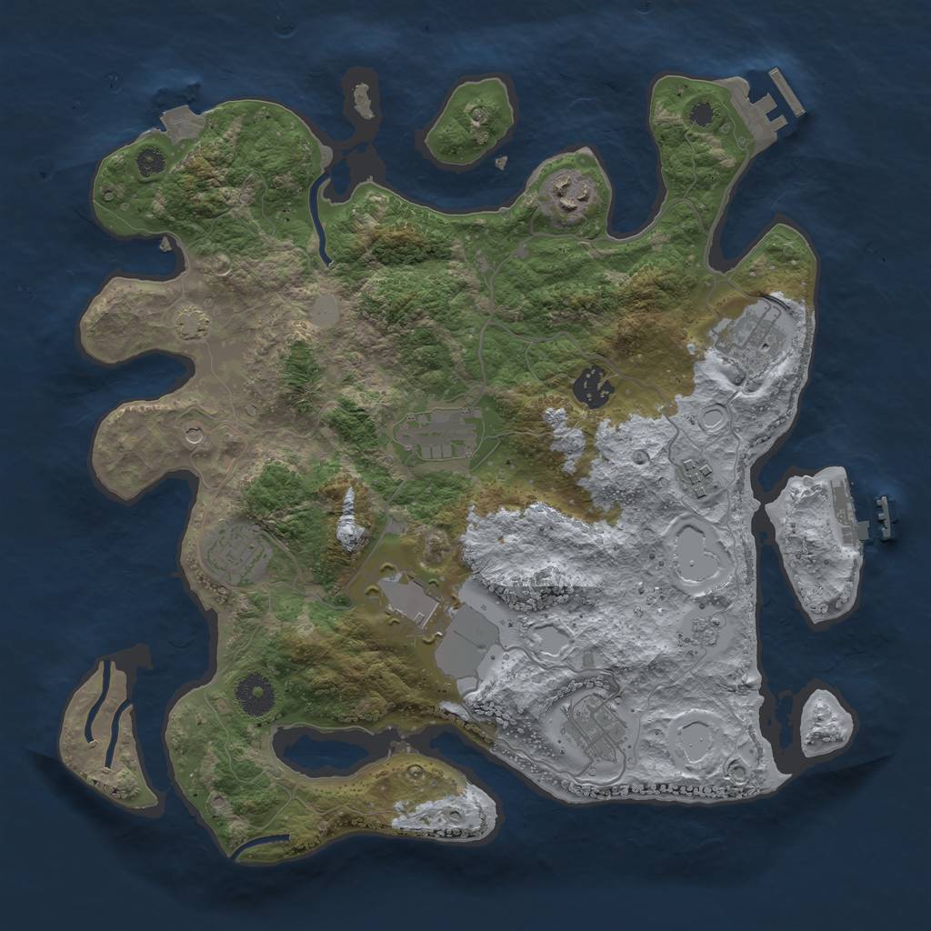 Rust Map: Procedural Map, Size: 3500, Seed: 1023348557, 16 Monuments