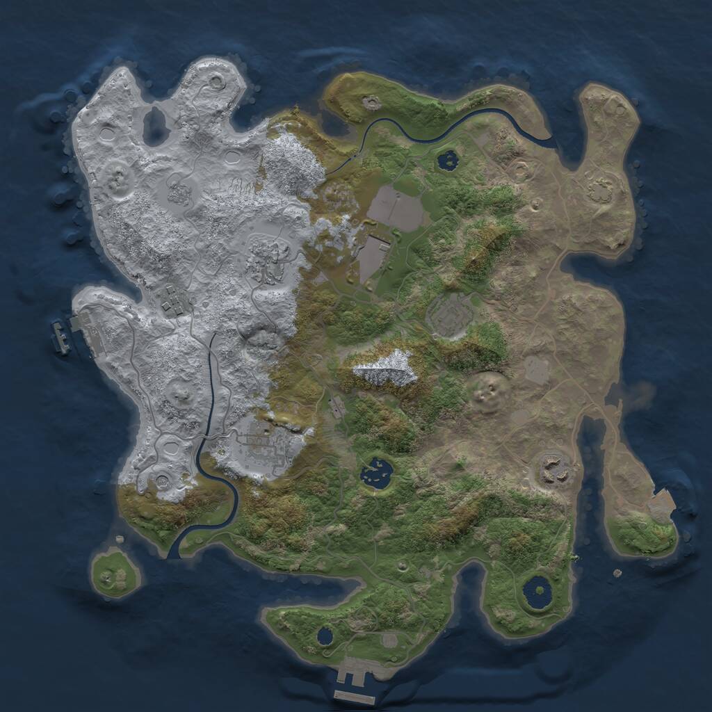 Rust Map: Procedural Map, Size: 3500, Seed: 1741860677, 13 Monuments